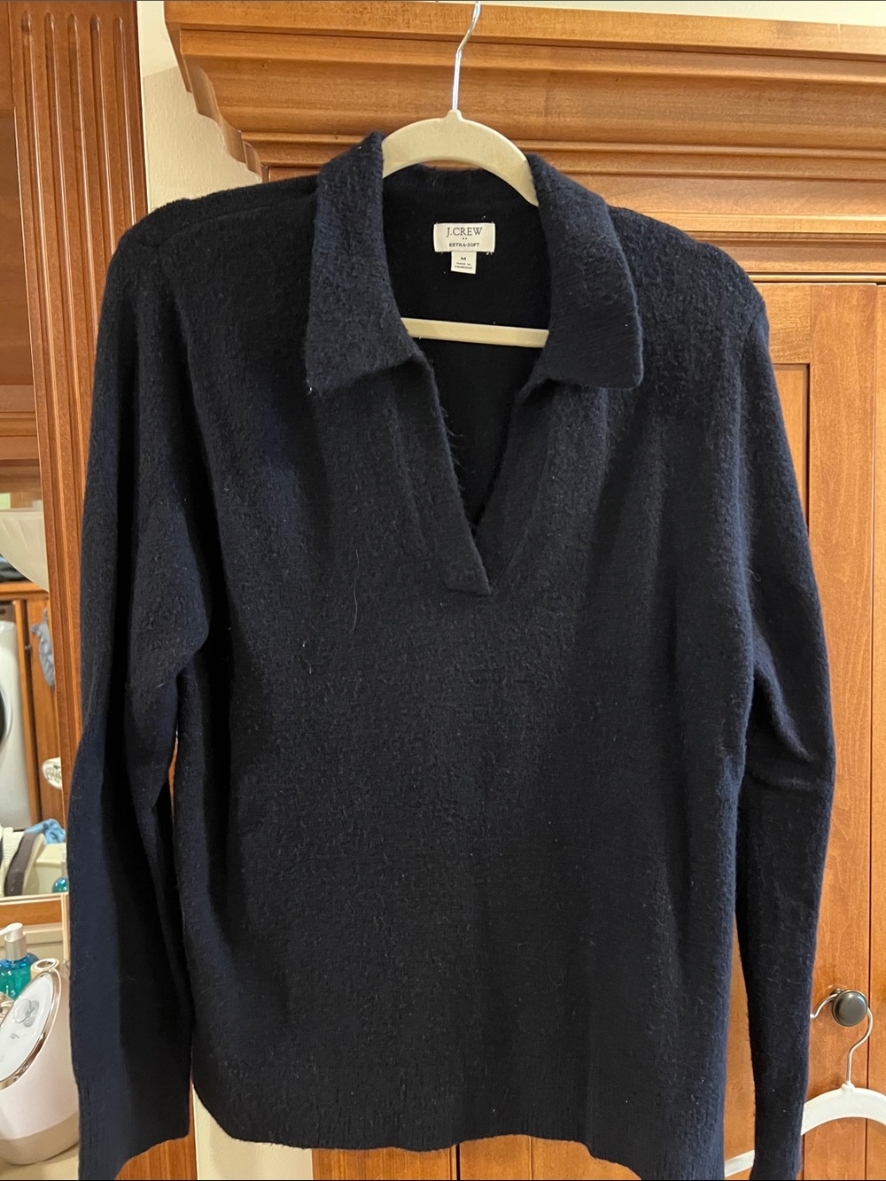 J. Crew Navy V-Neck Collared Pullover Sweater